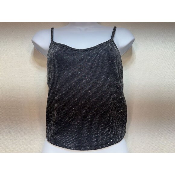 Urban Outfitters Womens Semi Sheer Sparkle Cami Tank Top Size m Black Glittery - Picture 5 of 10